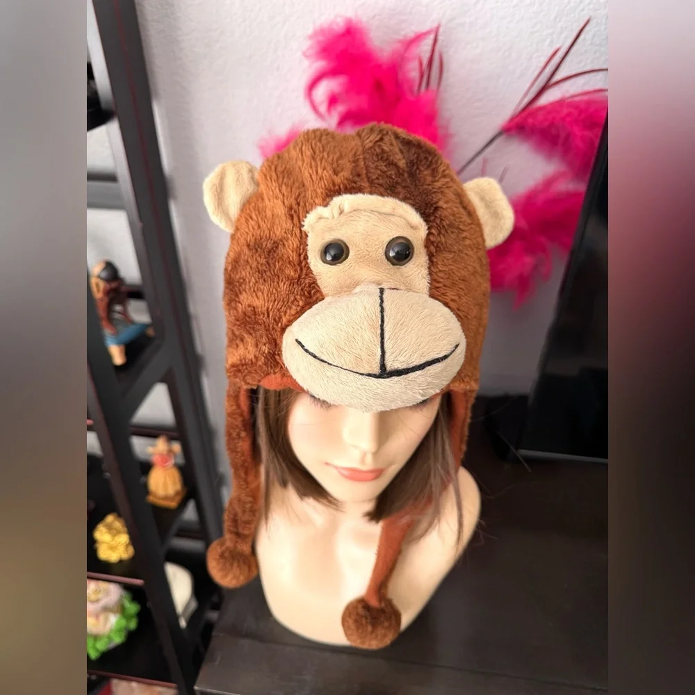 Brown Monkey Plush Hat for Kids